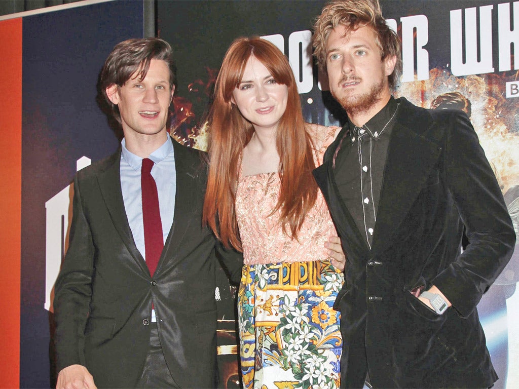 Doctor Who stars Matt Smith, Karen Gillan and Arthur Darvill at a premiere for the new TV series