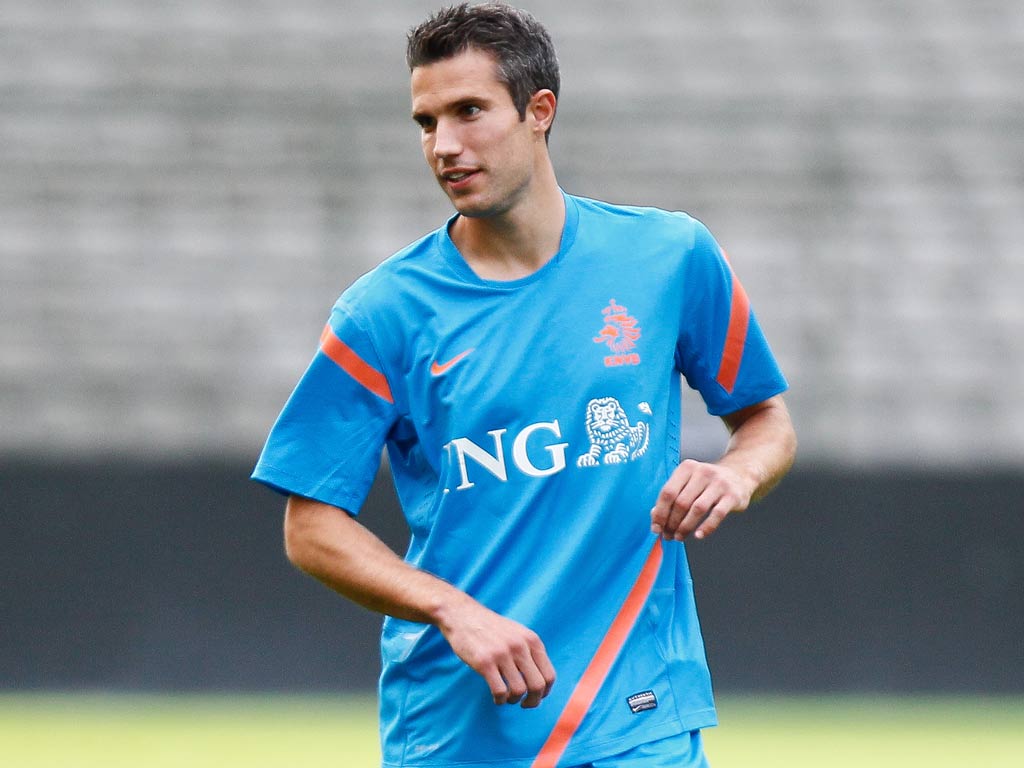 Robin van Persie pictured while on duty with the Netherlands
