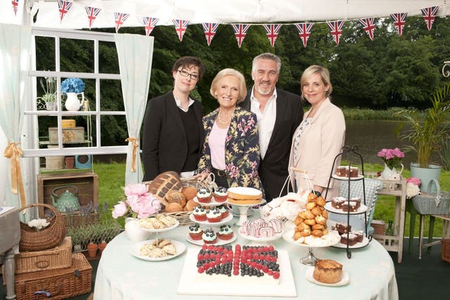 Great British Bake Off (left to right: Sue Perkins, Mary Berry, Paul Hollywood & Mel Giedroyc)
