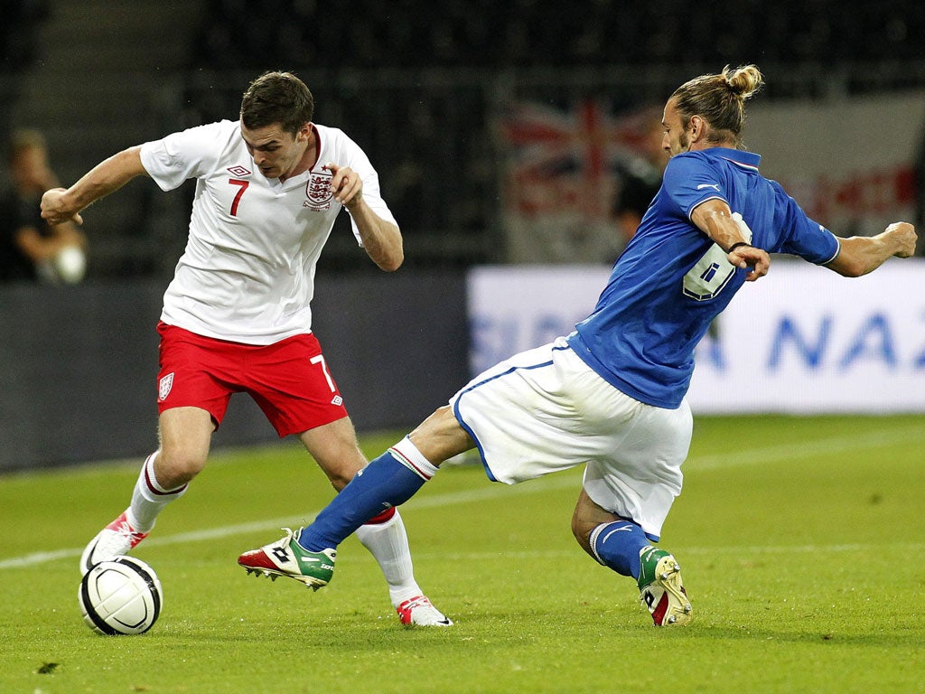 Adam Johnson in action for England against Italy on Wednesday