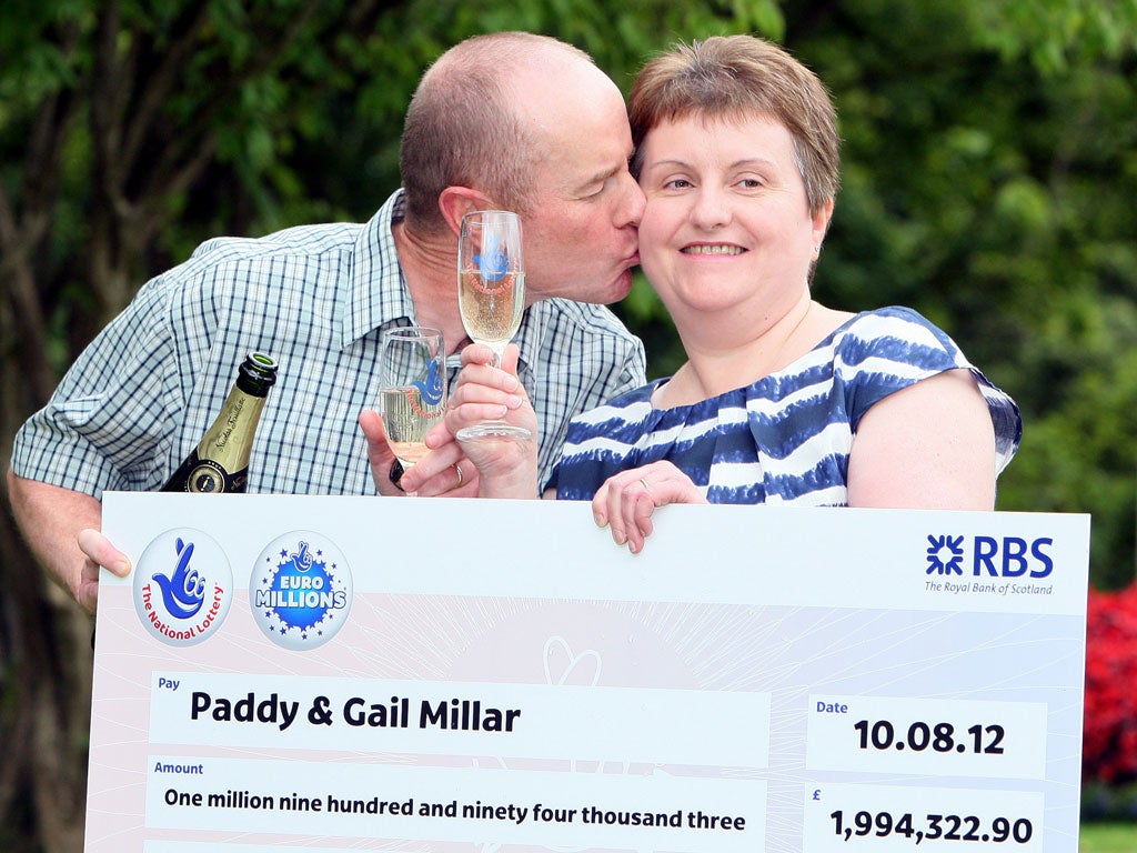 Paddy Millar won nearly £2m in the EuroMillions draw by getting wife Gail's age wrong