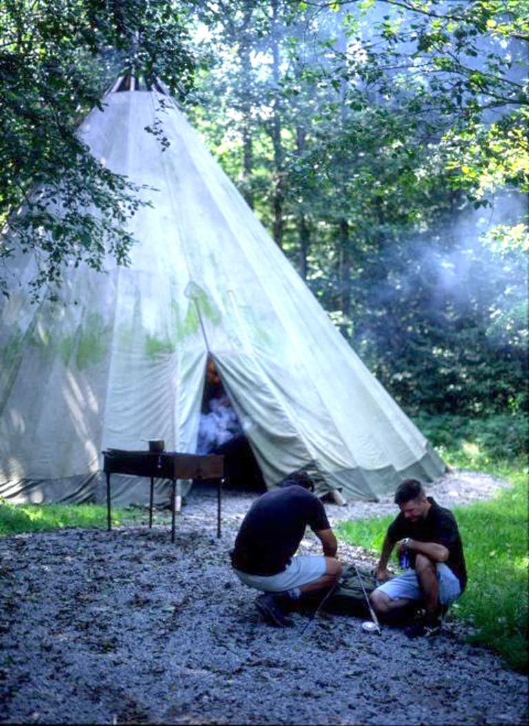 Pitch up: getting dinner started outside a tepee