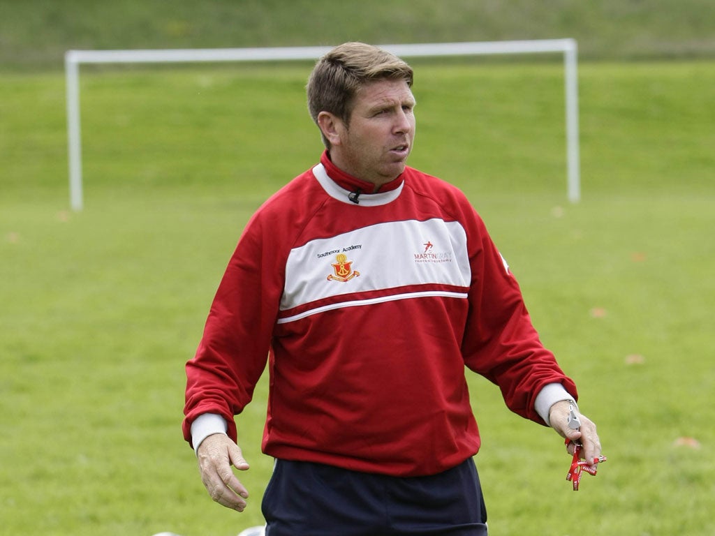 Martin Gray, the new manager of Darlington, in his other role running the Martin Gray Academy