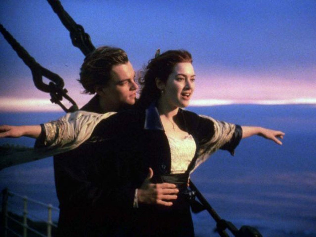 Leonardo DiCaprio and Kate Winslet in the famous scene from Titanic