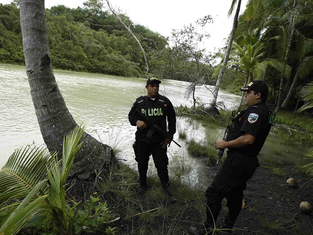 Anti-drugs police in Costa Rica's Manuel Antonio Park