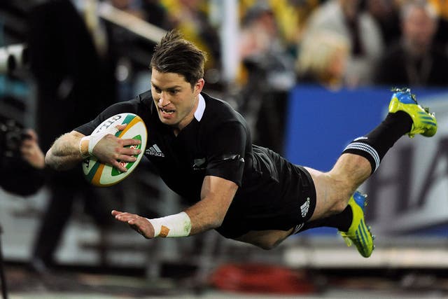 Fly boy: Cory Jane puts the All Blacks in command with a first-half try