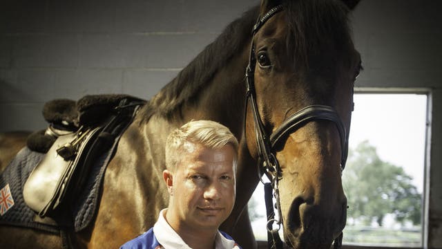 Lee Pearson at home with Gentleman