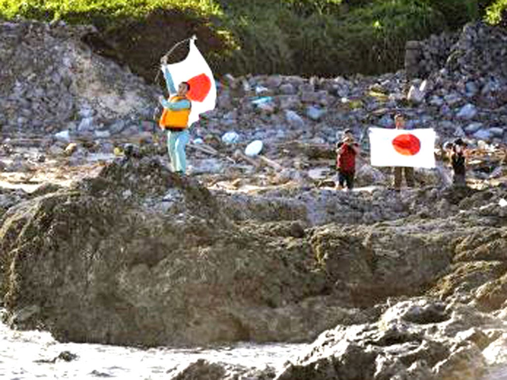 Japanese activists on the Senkaku islands, which are at the centre of a territorial dispute with China