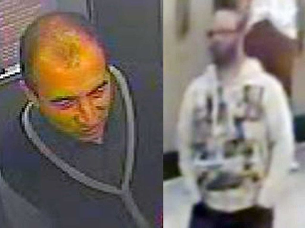 Handout CCTV images issued by Greater Manchester Police of two men wanted for questioning after a 14-year-old boy was raped in a department store toilet in the Arndale centre in Manchester city centre