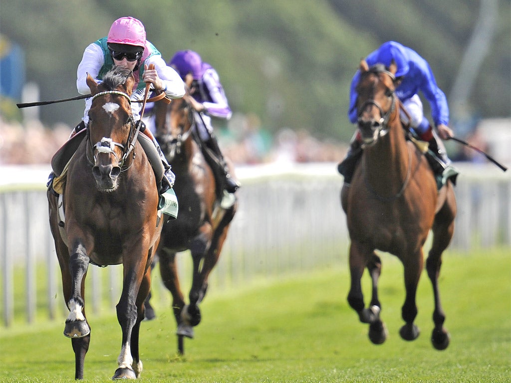 Frankel and Tom Queally put daylight between themselves and their rivals at York yesterday
