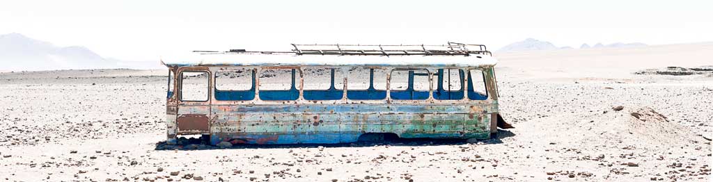 'Bus in desert': Shot at Hito Cajon on the Chilean border in the south-west of Bolivia