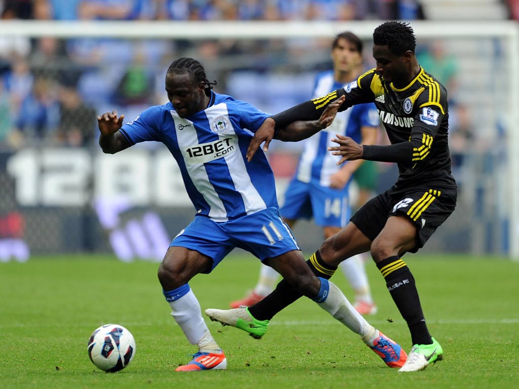 Victor Moses in action against Chelsea