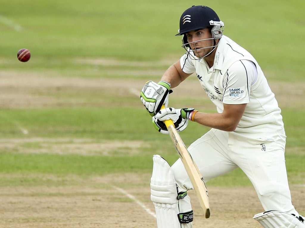 Middlesex's Dawid Malan was unbeaten on 138 at the close