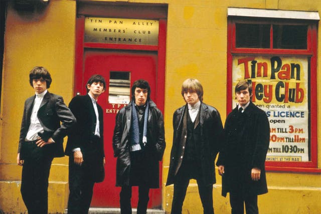 Exile on Denmark Street:
The Rolling Stones outside
the Tin Pan Alley Club
in 1963
