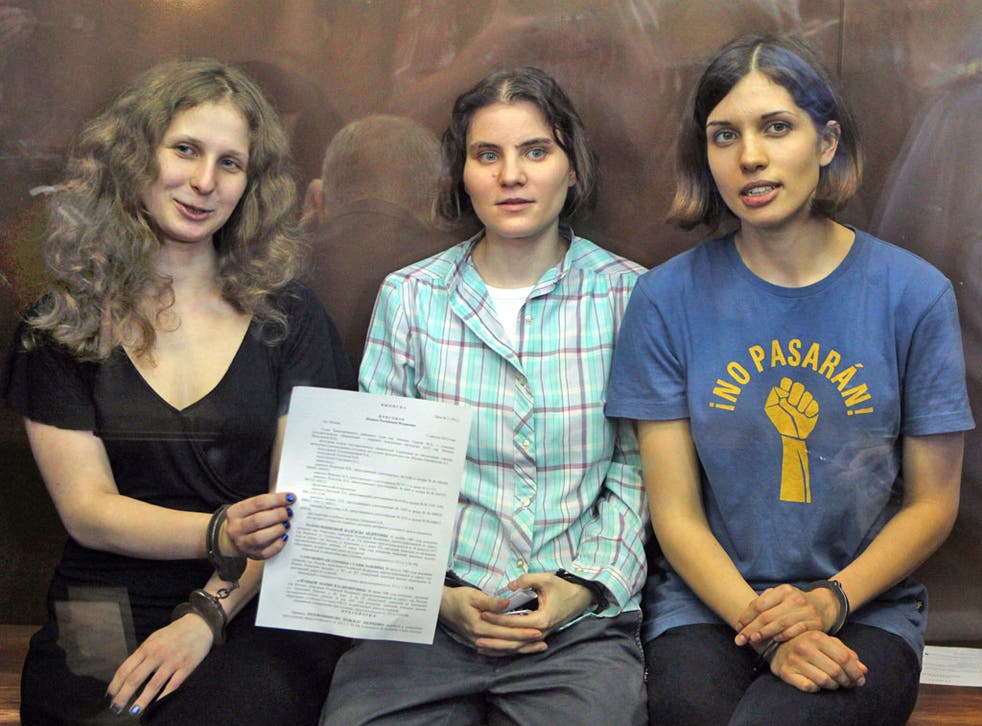 From left, Maria Alekhina, Yekaterina Samutsevich and Nadezhda Tolokonnikova