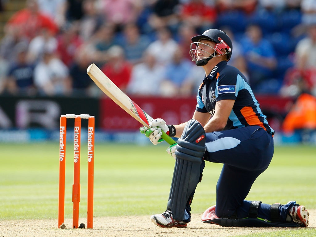 Jonny Bairstow hits out during the Friends Life t20 Semi Final