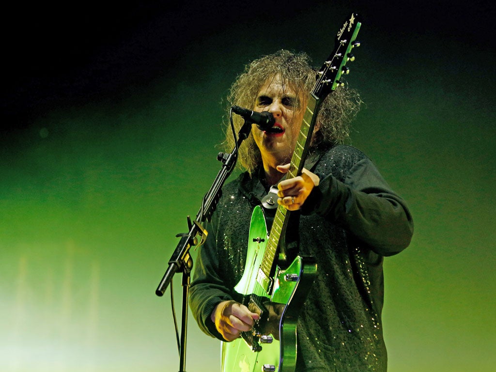Robert Smith of The Cure performs during day 2 of Leeds Festival at Bramham Park