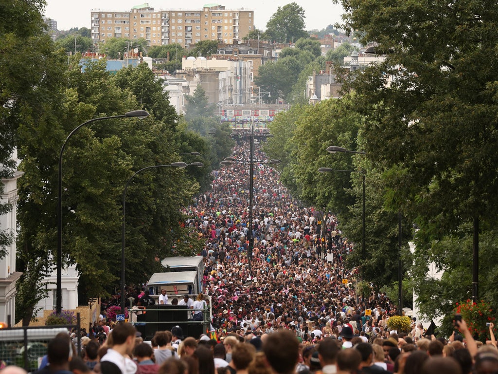 Hundreds of thousands packed the streets of west London yesterday for the first day of festivities