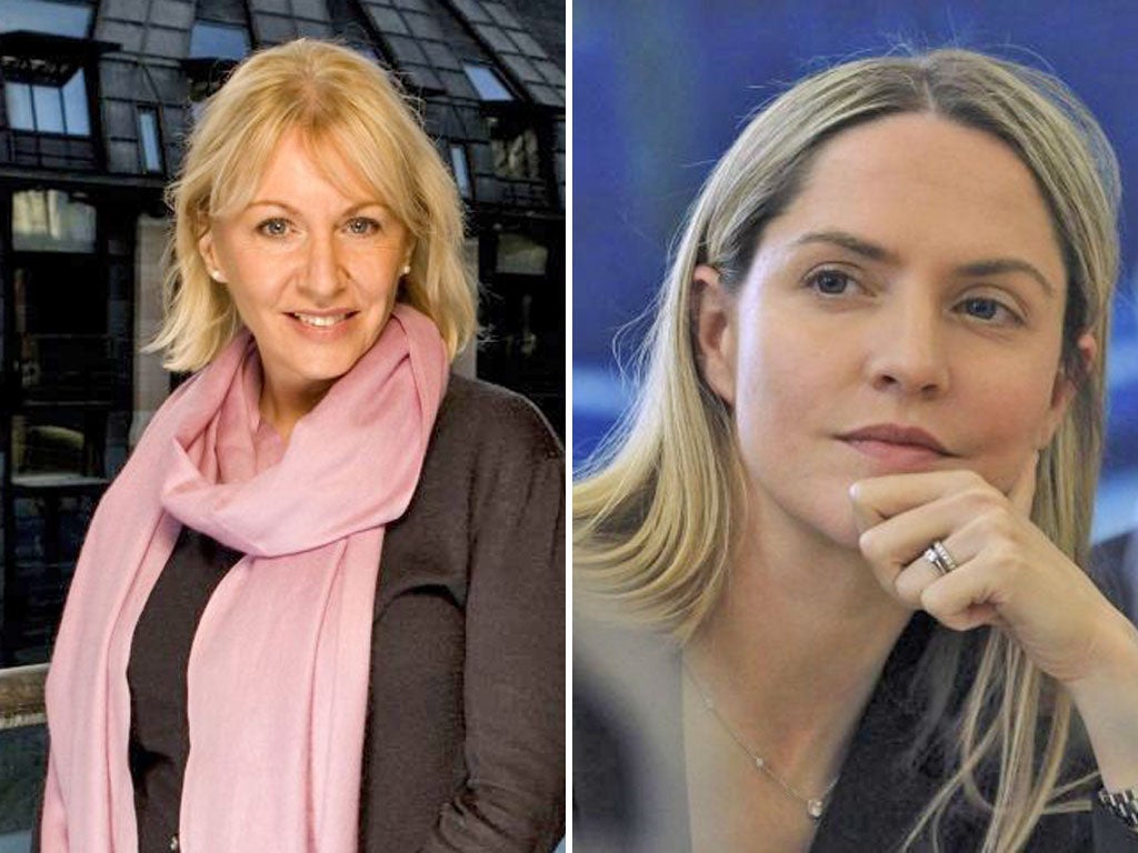 Nadine Dorries, above, used her blog to deliver a scathing attack on fellow Conservative MP Louise Mensch, right