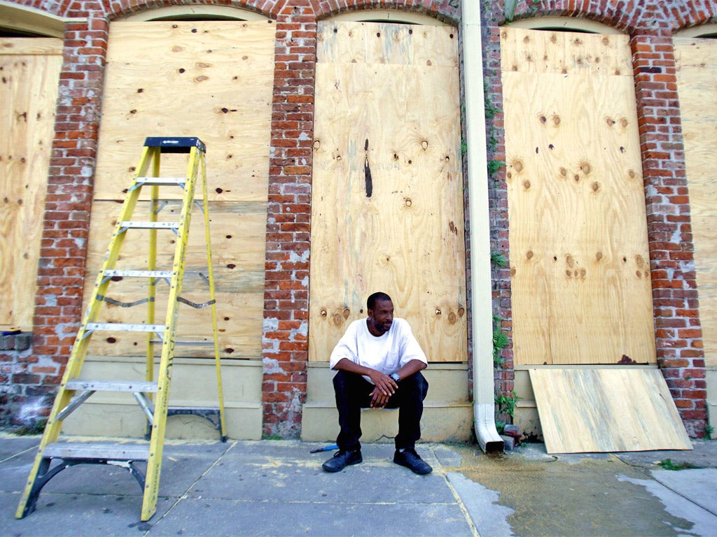 Boarded up and ready in New Orleans