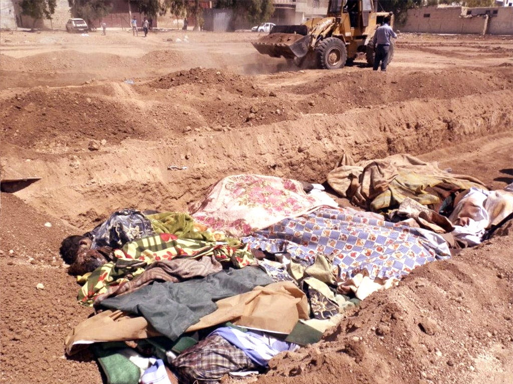 A burial site in Daraya. At least 245 people died during last Saturday’s mass killing