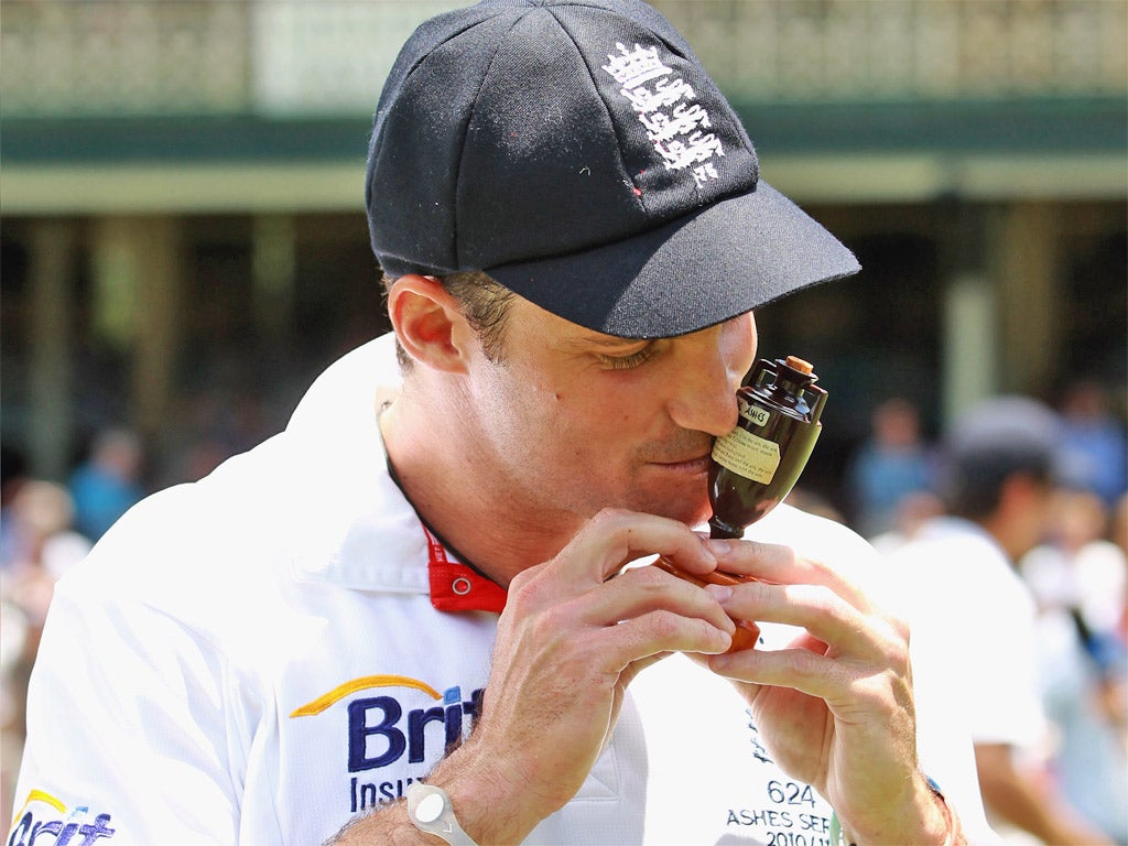 Andrew Strauss with the Ashes after last year’s win over Australia