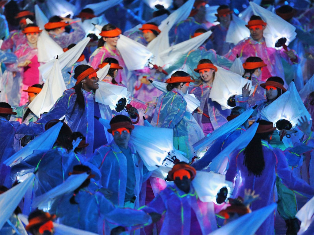 The show included a representation of the Big Bang followed by a Busby Berkeley model of an expanding universe