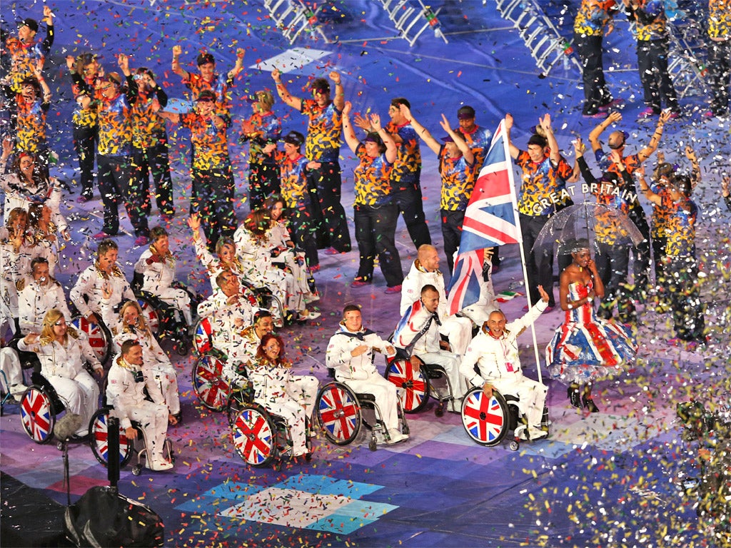 Team Paralympics GB entered the stadium during the parade last, to huge cheers