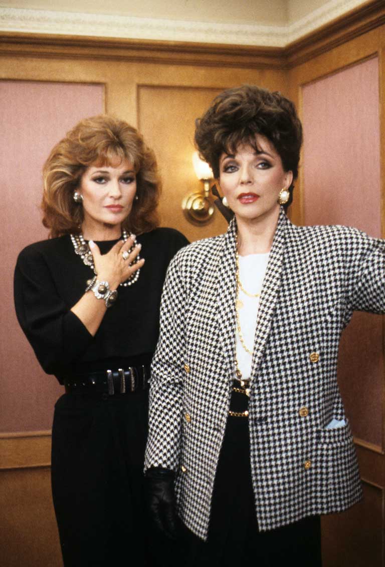 Stephanie Beacham and Joan Collins in Dynasty in 1989