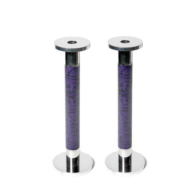 1. Snakeskin print candlesticks

<p>£210 for pair, Eliska. These sexy purple candlesticks are just the thing for some decadent dining. 020 7723 5521, eliskadesign.com</p>