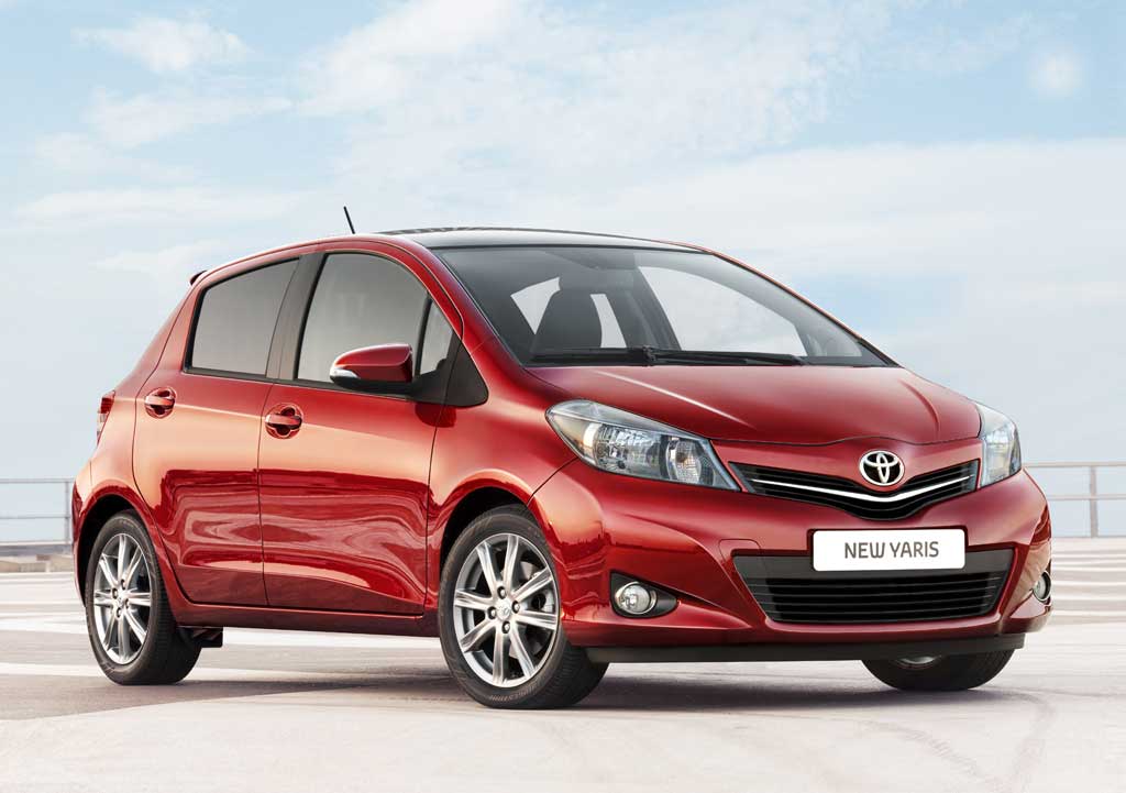 A Toyota Yaris has a high set driving position