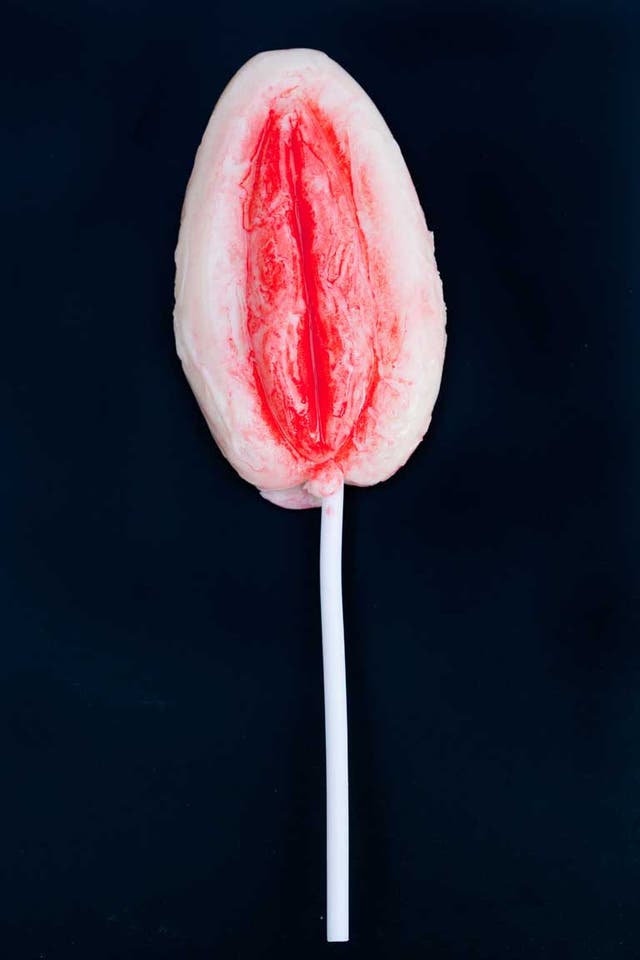 Kiss me quick: A 'Lady Parts' lolly sold as a novelty by the seaside at Blackpool