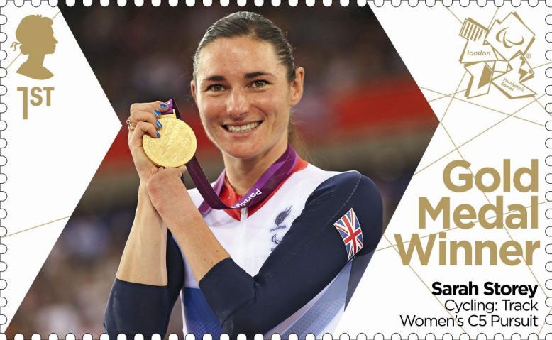 Paralympic gold medallist Sarah Storey's first class performance will be marked with the production of a stamp in her honour