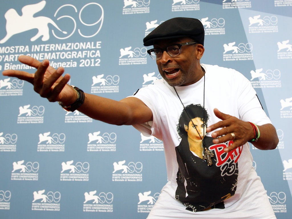 Spike Lee yesterday promoting his film Bad 25 in Venice