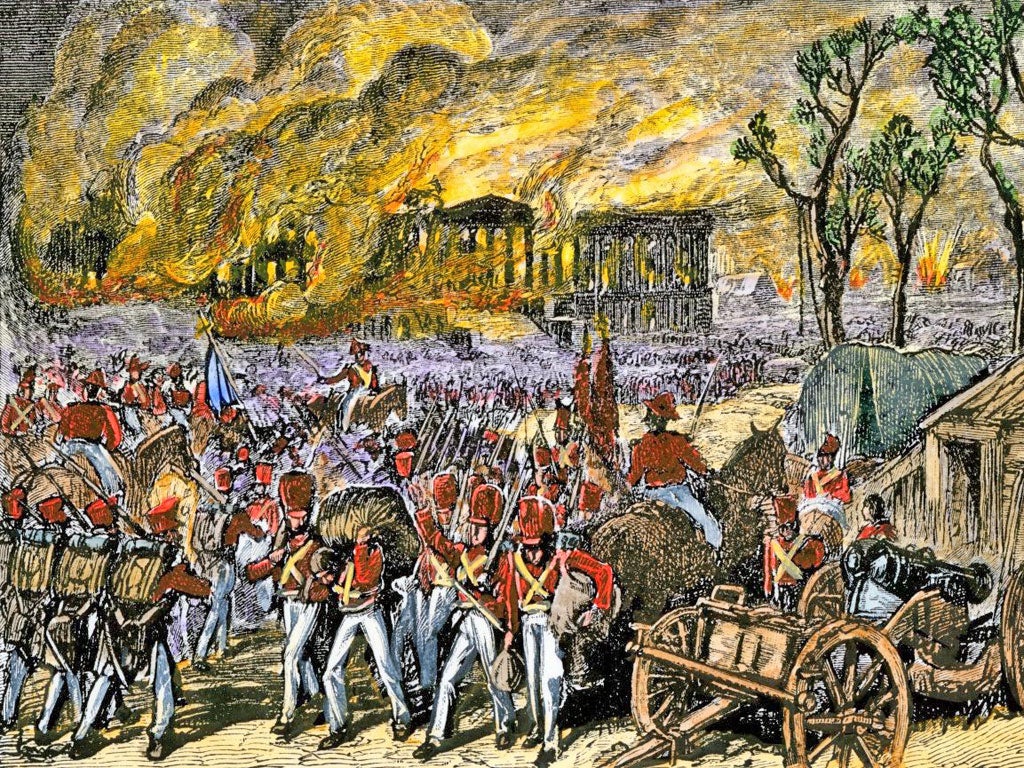 Redcoats storm and burn down the White House on 24 August 1814