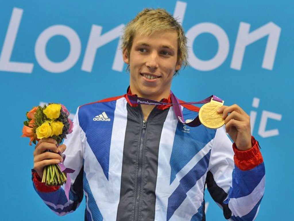 Finally!: Jonathan Fox laid to rest the curse that seemed to be lingering over the Aquatics Centre for home swimmers by winning the first British gold in that pool this summer