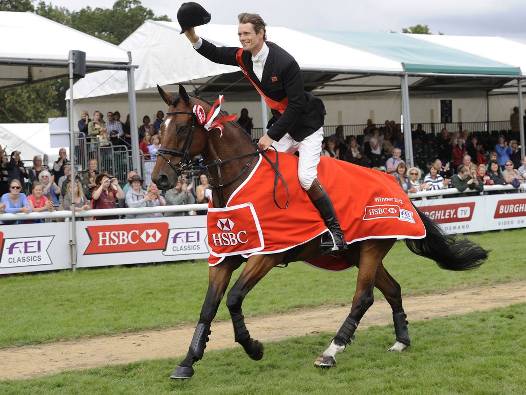 Britain's William Fox-Pitt who narrowly failed to defend the Land Rover Burghley Horse Trials title