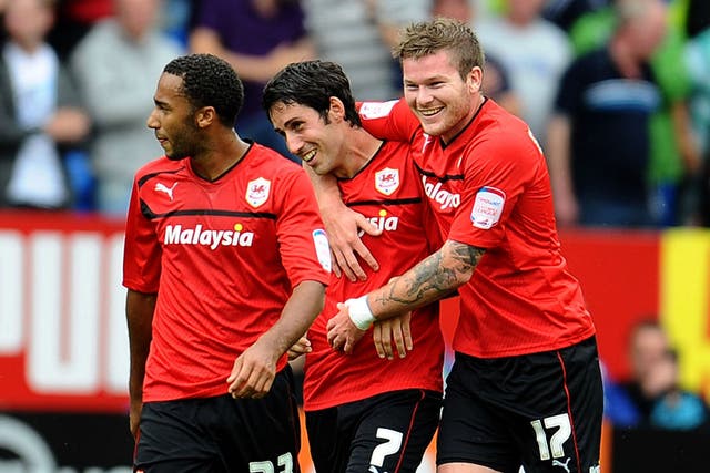 Peter Whittingham (centre) is congratulated on his hat-trick