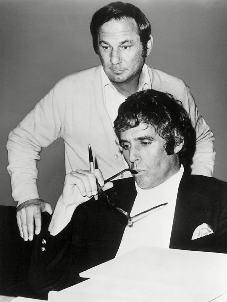 Hal David, top, with Burt Bacharach in the late Sixties