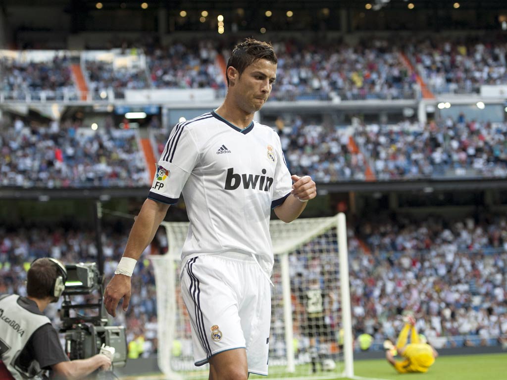 Cristiano Ronaldo pictured after scoring his first goal against Granada