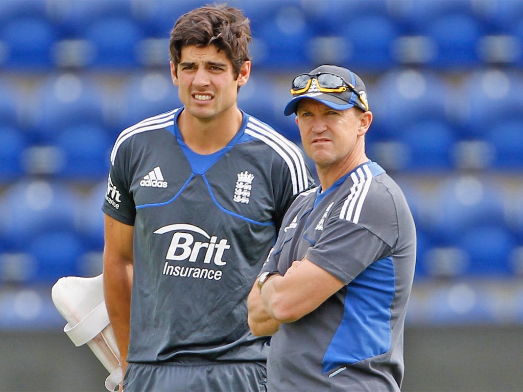 Andy Flower and England captain Alastair Cook