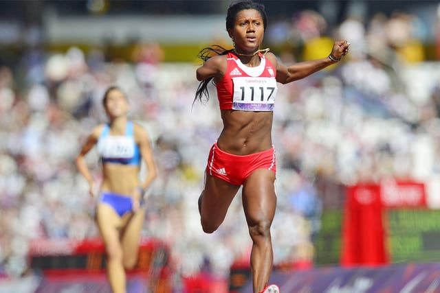 Yunidis Castillo wins a heat in the women's 100m T46 at the Olympic Stadium yesterday