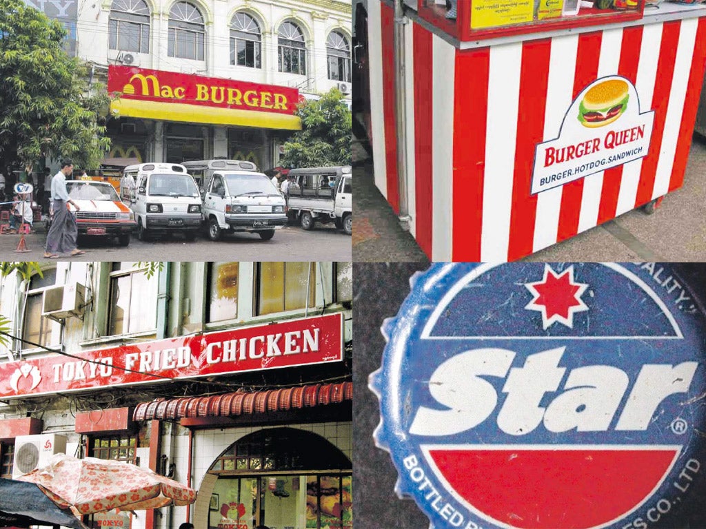 Copycat rip-offs of famous western brands have filled the fast-food vacuum in Rangoon for many years