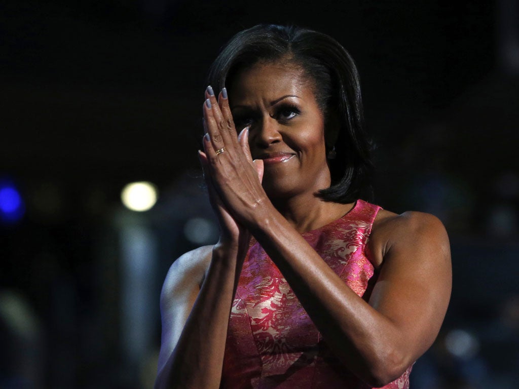 Michelle Obama addresses the first session of the Democratic National Convention in Charlotte