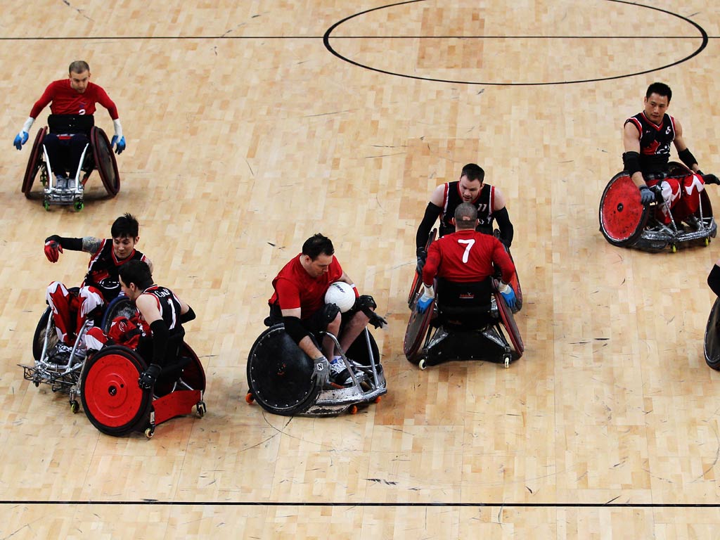 A view of a wheelchair rugby test event
