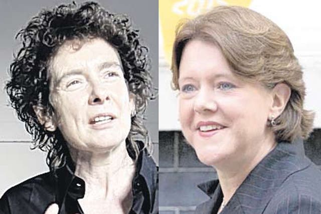 War of words: novelist Jeanette Winterson is unhappy that
Maria Miller (right) is the new Culture Secretary