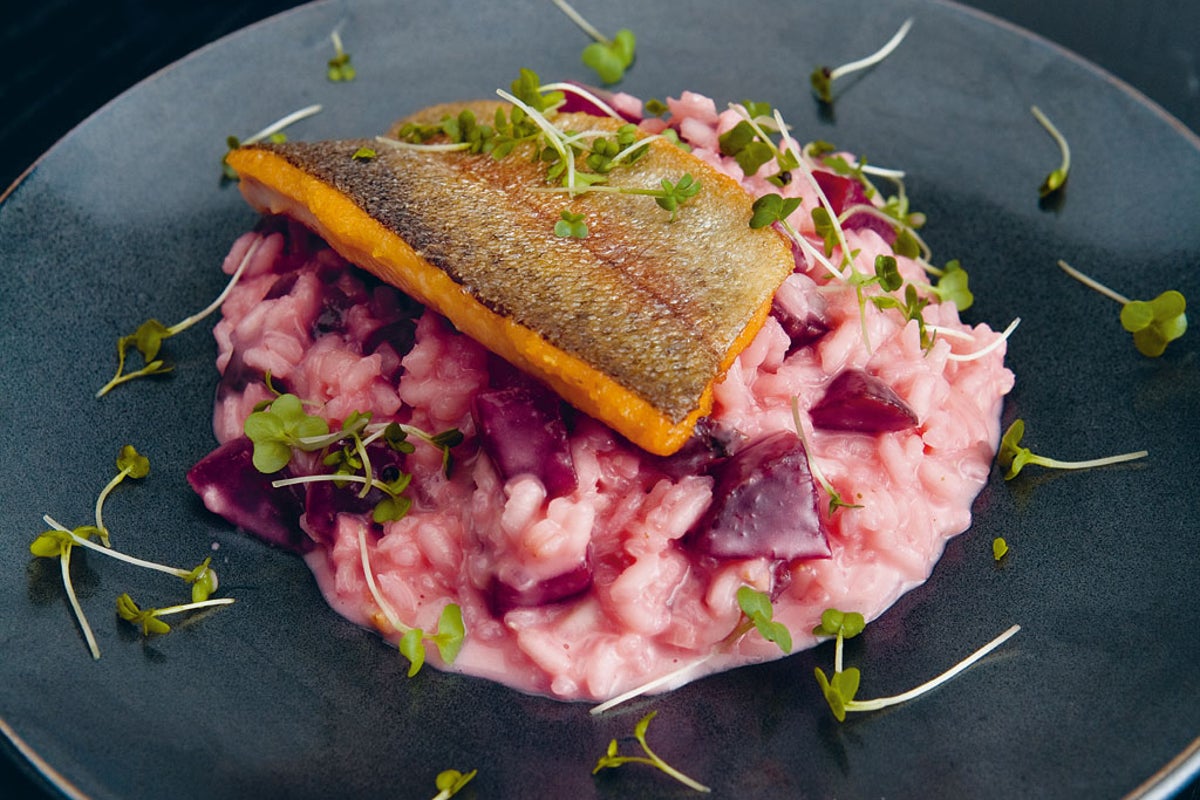 Beetroot and horseradish risotto with trout | The Independent | The ...