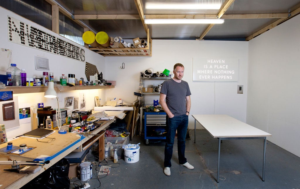 Gold standard: Nathan Coley in his Glasgow studio