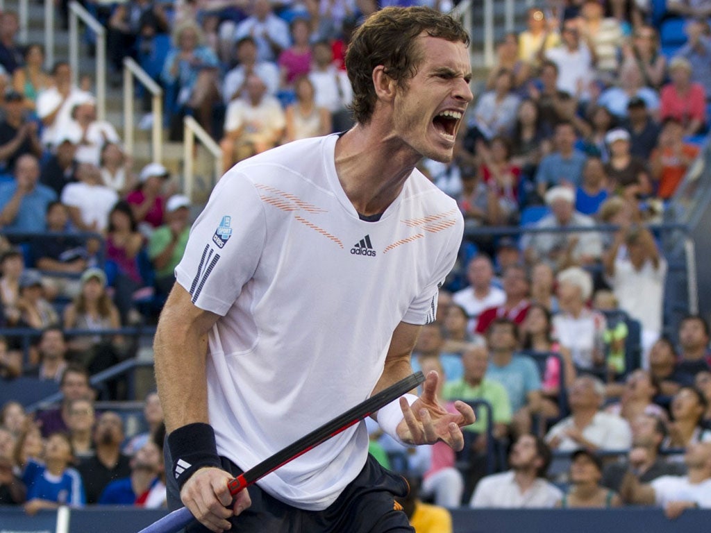 Andy Murray celebrates during his win over Marin Cilic