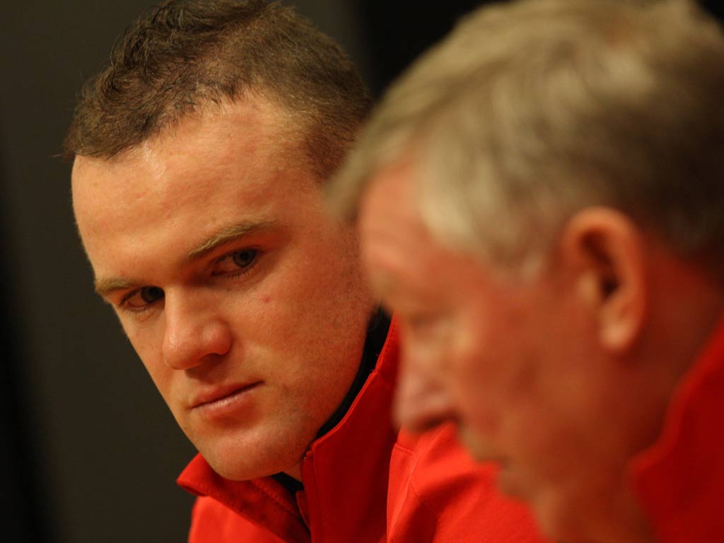 Wayne Rooney with manager Alex Ferguson